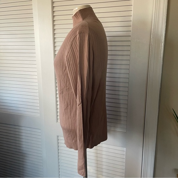 LOFT Khaki Ribbed Mock Neck Knit Top NWT Size XL - Picture 3 of 6